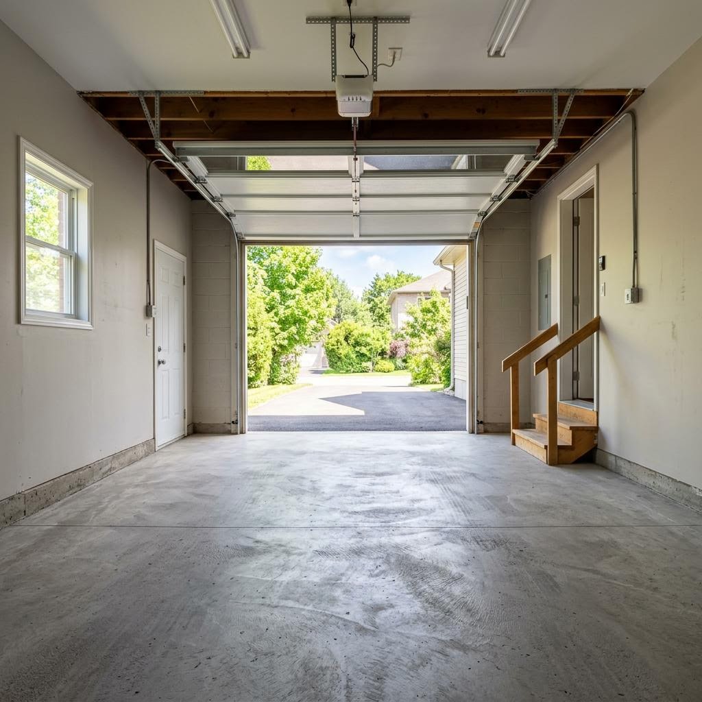 Empty swept garage after cleanout