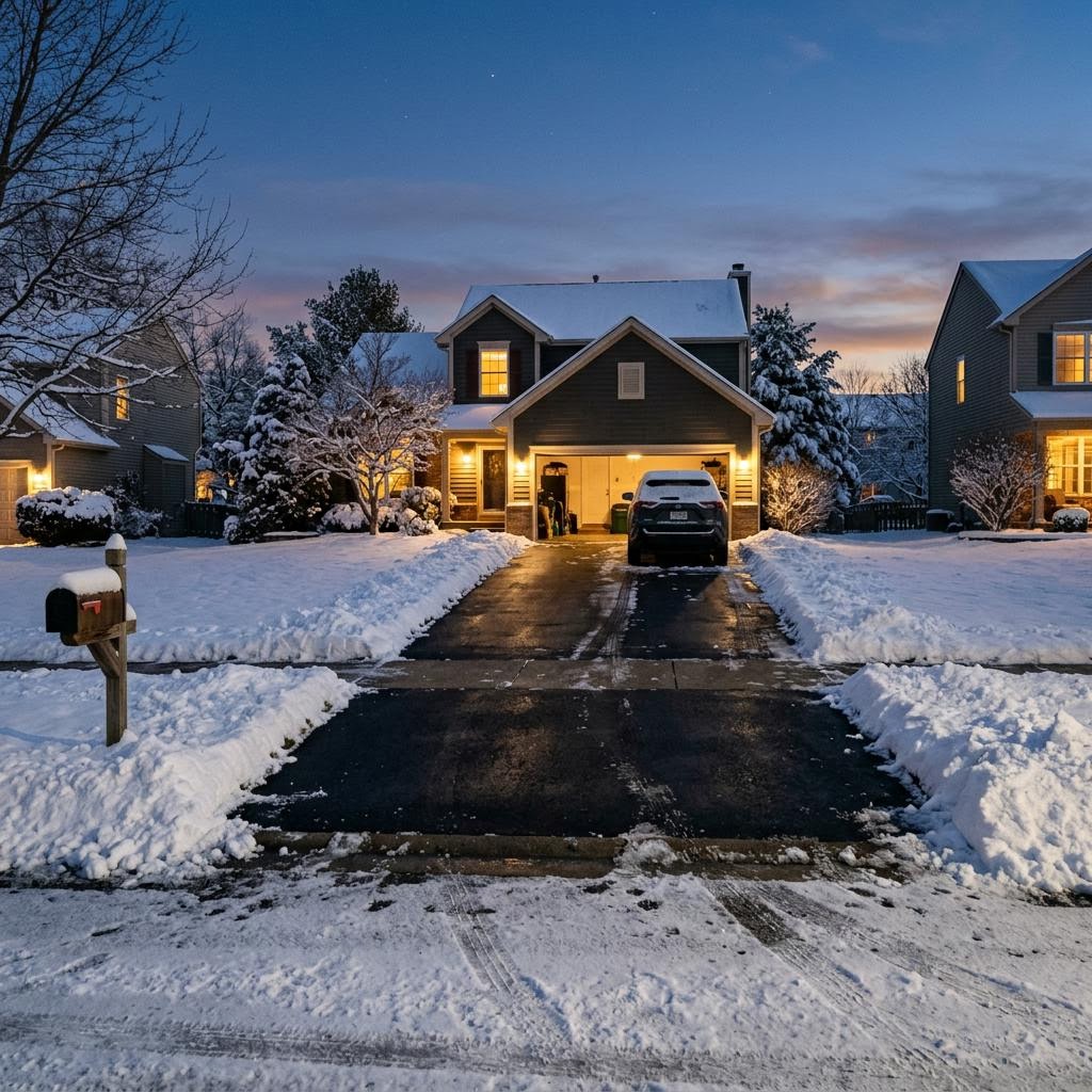 Freshly plowed driveway